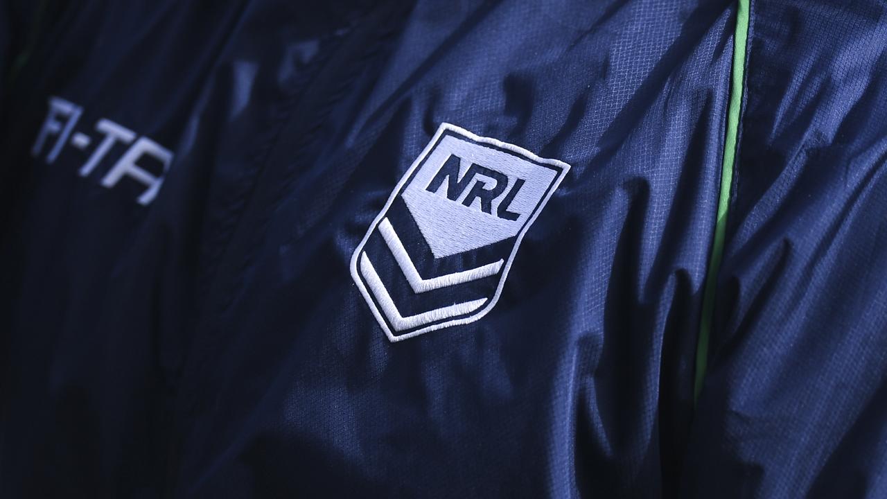 The NRL logo is seen on a jacket of an official supervising a Canberra Raiders training session at Canberra Raiders Headquarters in Canberra, Thursday, May 7, 2019. (AAP Image/Lukas Coch) NO ARCHIVING