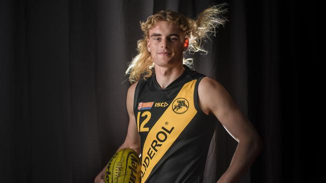 Former Glenelg and Brighton defender Jakob Ryan was drafted to the Magpies in 2022. Picture: Roy VanDerVegt