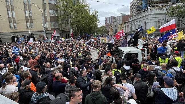 A huge crowd gathered for the protest. Picture: Alex Coppel