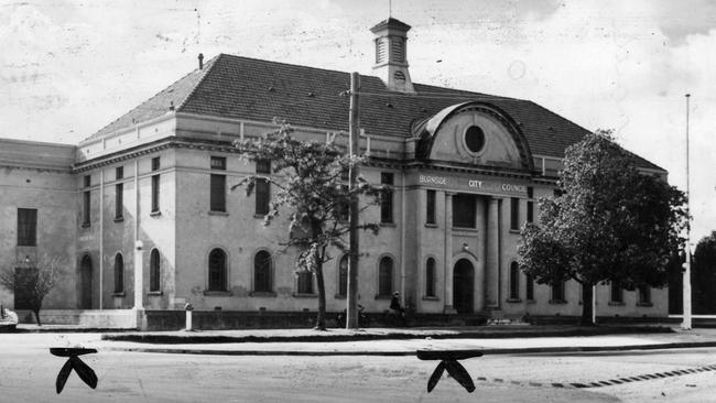 The Burnside Town Hall council building in Burnside in South Australia. Used “The News” June 7, 1955.