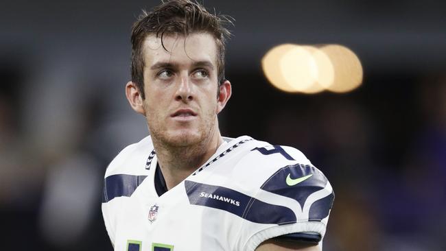 MINNEAPOLIS, MN - AUGUST 24: Michael Dickson #4 of the Seattle Seahawks looks on during a preseason game against the Minnesota Vikings at U.S. Bank Stadium on August 24, 2018 in Minneapolis, Minnesota. (Photo by Joe Robbins/Getty Images)