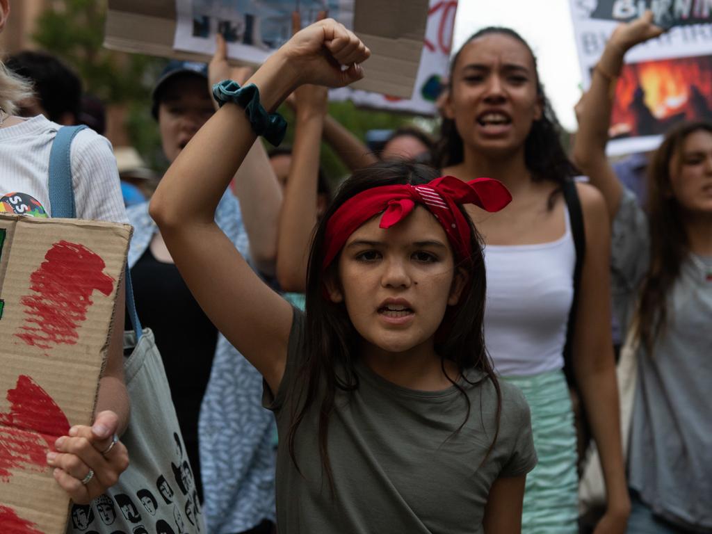 Izzy Ram-Seppings is pictured at a climate action rally in Sydney, on Friday, January 10, 2019. (AAP Image/Michael Bilbe-Taylor)