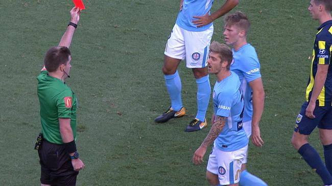 Melbourne City had to play with 10-man for over an hour.