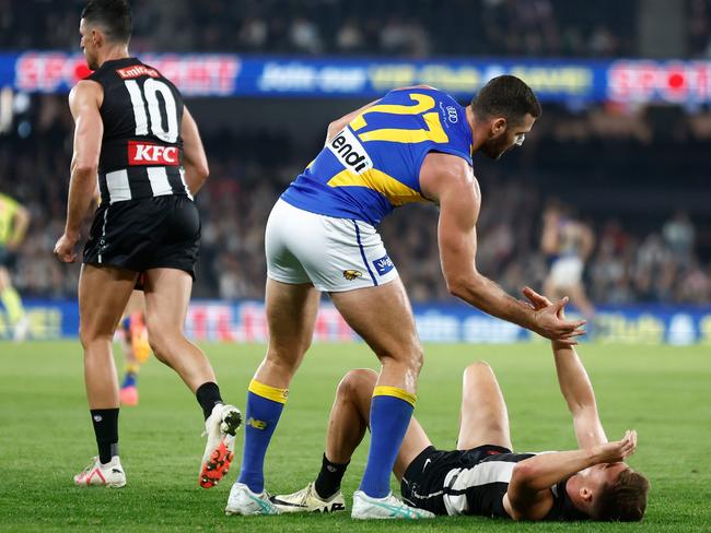 Jack Darling is free to play after his hit with Collingwood’s Jack Bytel put the Pie into concussion protocols. Picture: Michael Willson/AFL Photos via Getty Images.