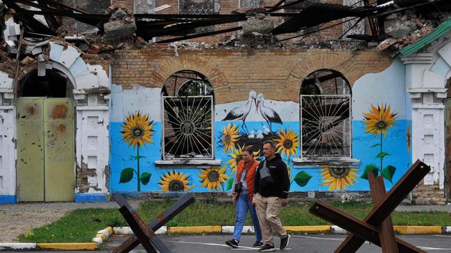 A destroyed building in the city of Irpin. Picture: AFP