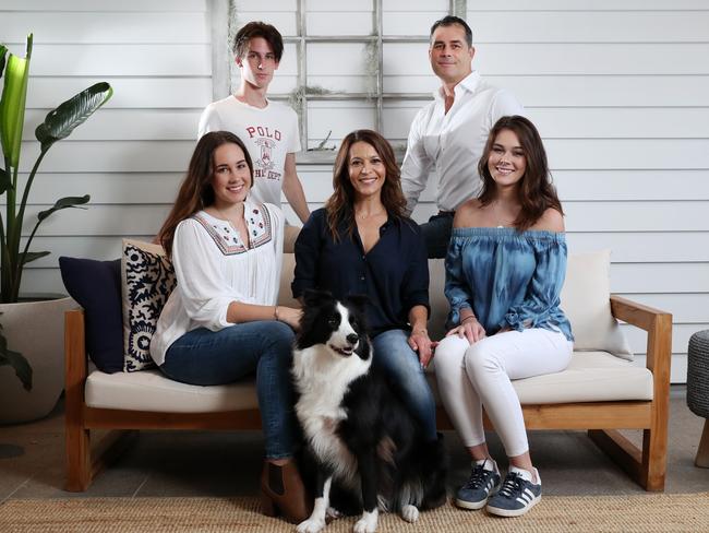 Sofie Formica at home in St Lucia, Brisbane, with husband Scott, son Jack, 17, and daughters Jessica, 17, and Emily, 15. Picture: Liam Kidston