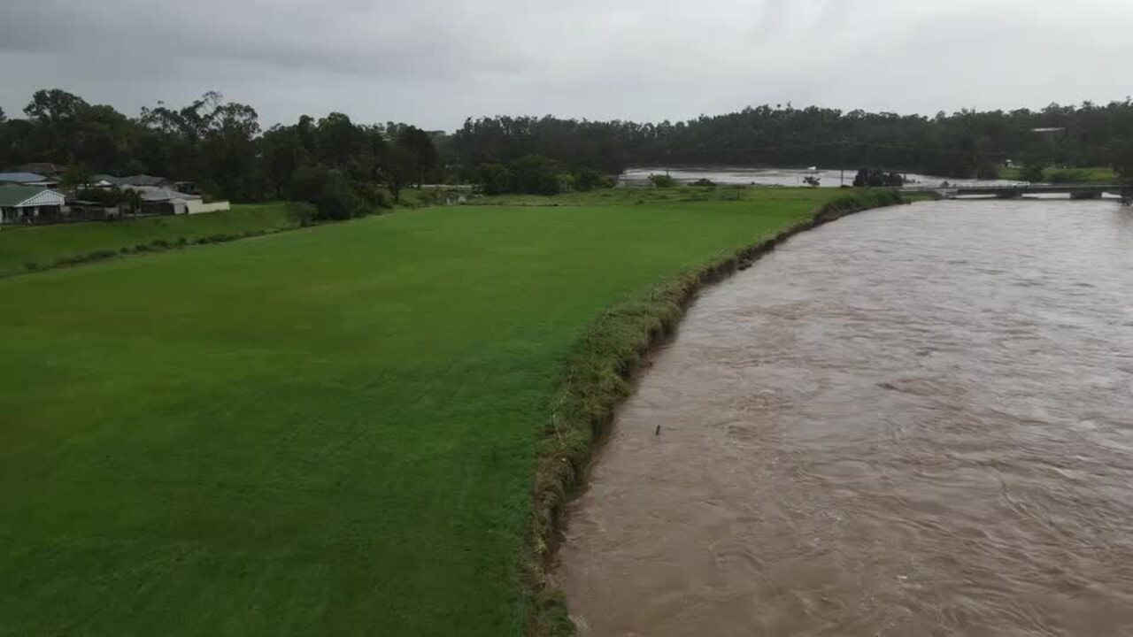 Drone video of Coomera River at Upper Coomera after TC Alfred