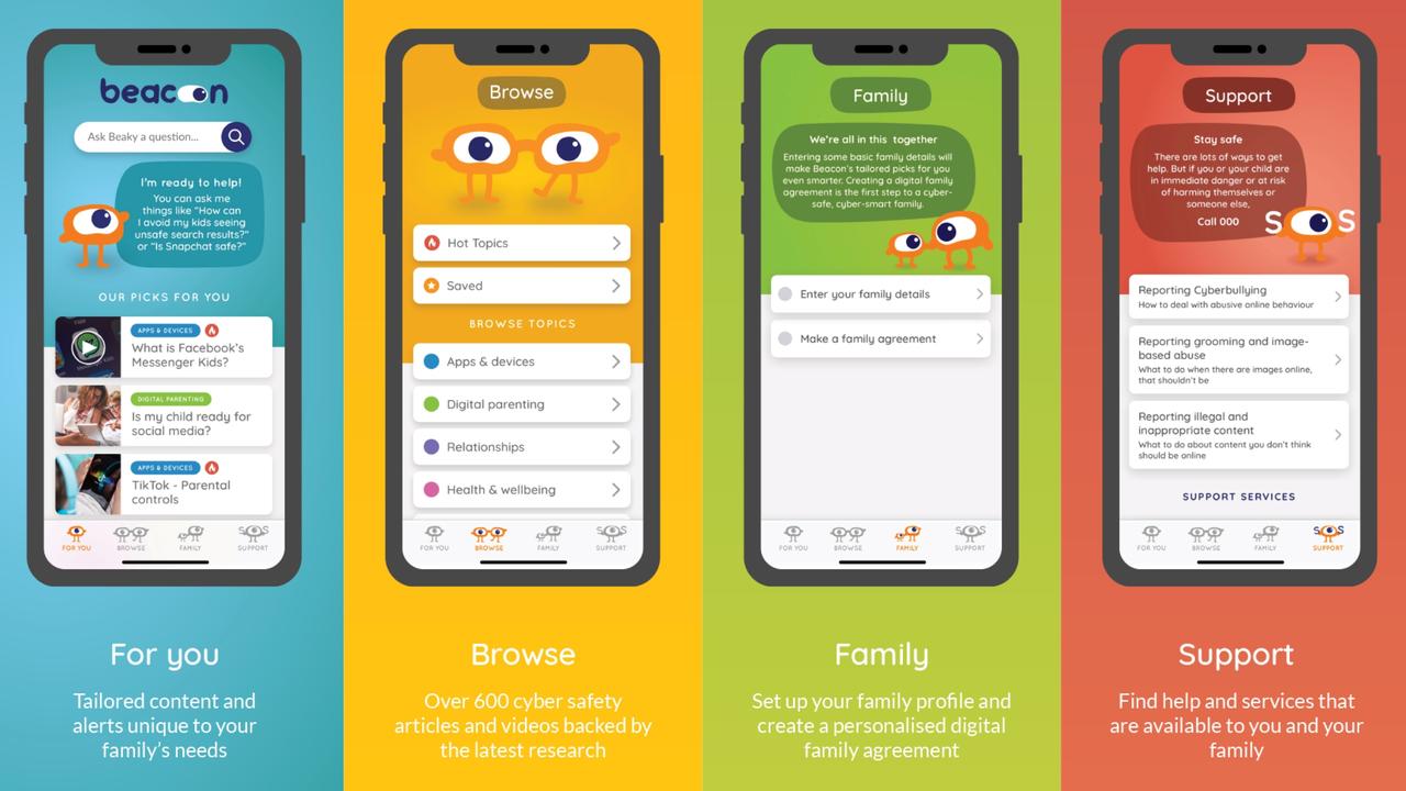 The Beacon app offers tailored support for kids and their families. Picture: supplied