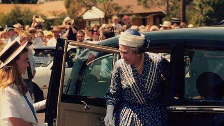 Dubbo girl Karen Doherty greets the Queen in Dubbo in 1992. Picture: Dubbo City