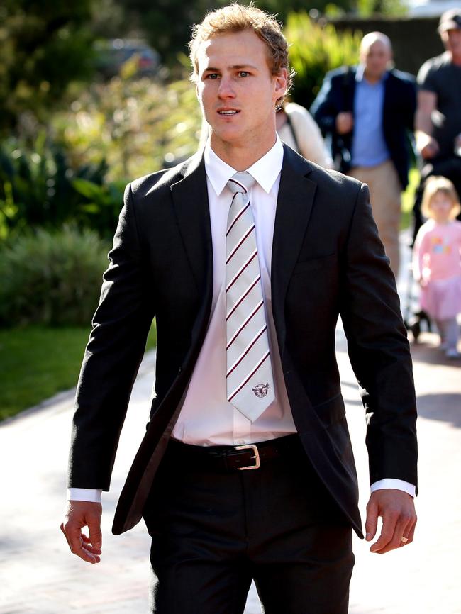 Daly Cherry-Evans prepares to front the media. Picture: Gregg Porteous