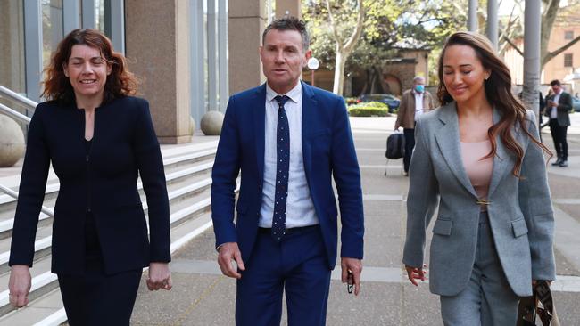 Former MP Andrew Laming leaves the Federal Court in Sydney after the resolution of his defamation hearing against Nine. Picture: John Feder