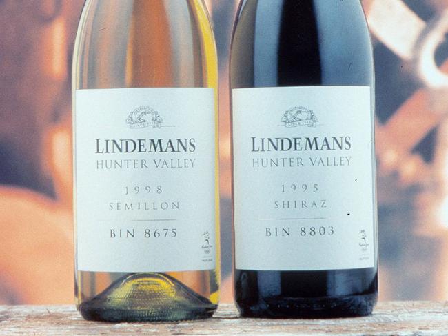 Wine bottle label - Lindeman's Hunter Valley 1998 semillon and 1995 shiraz.lindemans