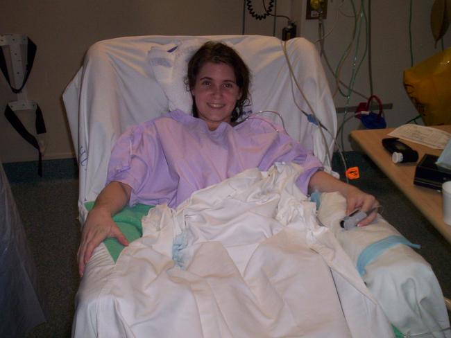 Lucinda Winnem after her double lung, heart and liver transplant at The Prince Charles Hospital in Brisbane in 2005.