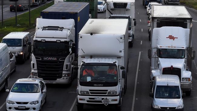 Freight truck trips in Melbourne are expected to double to 650,000 by 2050. Picture: Nicole Garmston