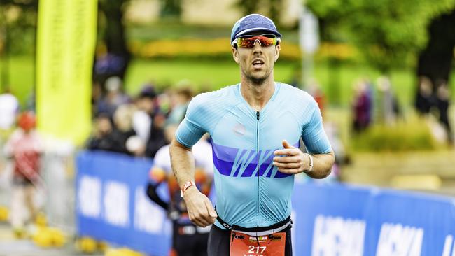 Henry Strong in the running section of the Ironman 70.3 Tasmania in Hobart on Sunday 4th February. Picture: Linda Higginson
