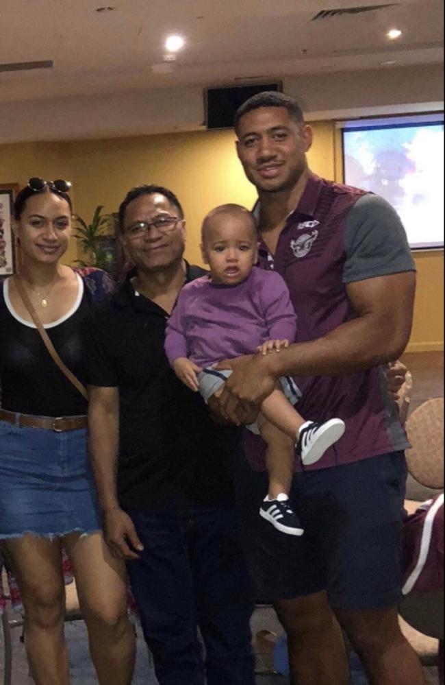 Taniela Paseka with his “inspiration”, father Leone, younger sister Ana and his nephew.