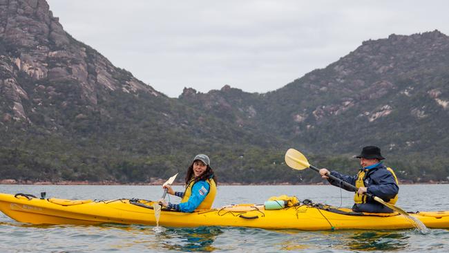 Cast members during filming for Adventure All Stars at Coles Bay. Picture: Supplied.