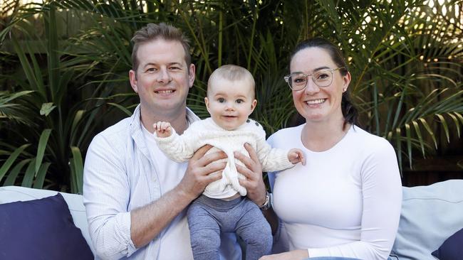 Alison Walker, with partner David Thompson and 8 month old son Harry, recently sold their Manly home and were surprised to get over $3m. Picture: Tim Hunter