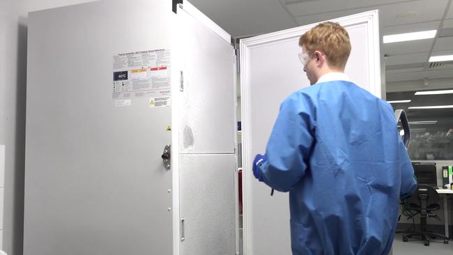 A Pfizer vaccine storage facility at Sydney’s Royal Prince Alfred Hospital.