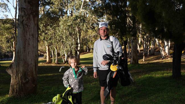 Nathan Humphris, and son Jack, 7, are upset the Stirling Golf Club is closing. Picture: Tom Huntley