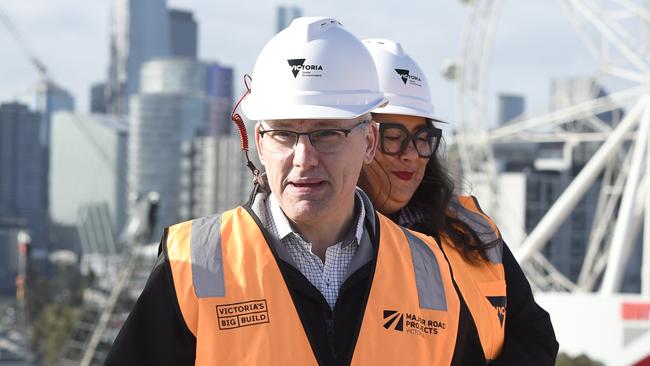 Victorian Minister for Transport Infrastructure Danny Pearson repeatedly refused to answer a question about a CFMEU meeting. Picture: NewsWire / Andrew Henshaw