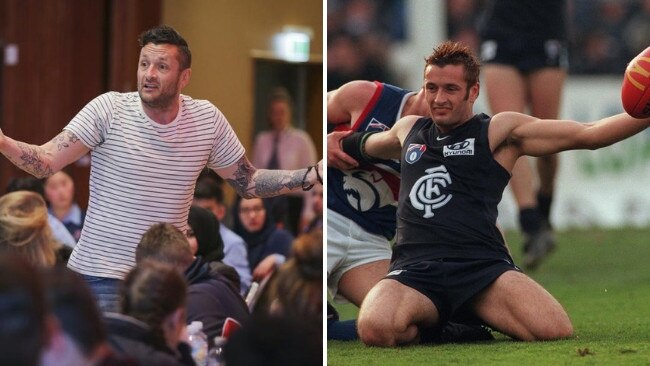 Former Carlton footballer Glenn Manton, now and then.