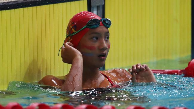 St Hilda's School swimmer Tribeca Liu of St Hilda’s School in action. credit Jason O’Brien Photography