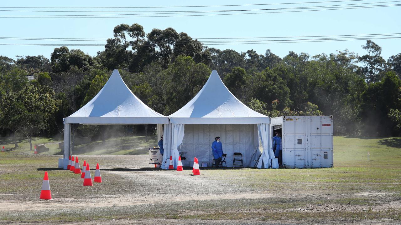 The Covid testing site at Scottsdale Drive, Robina on Wednesday morning. Picture: Glenn Hampson.