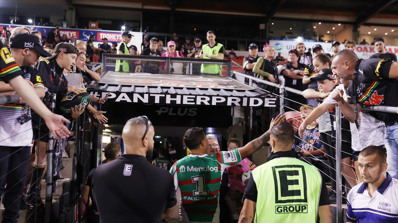 Mitchell interacts with fans as he walks down the tunnel.