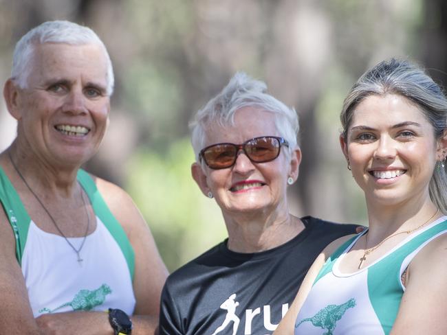 Marathon runners Giorgia De Paoli, 26, Glenn Lockwood 61 and Anne Boyd, 78, as increasing numbers of Aussies doing marathons.Picture: Jeremy Piper