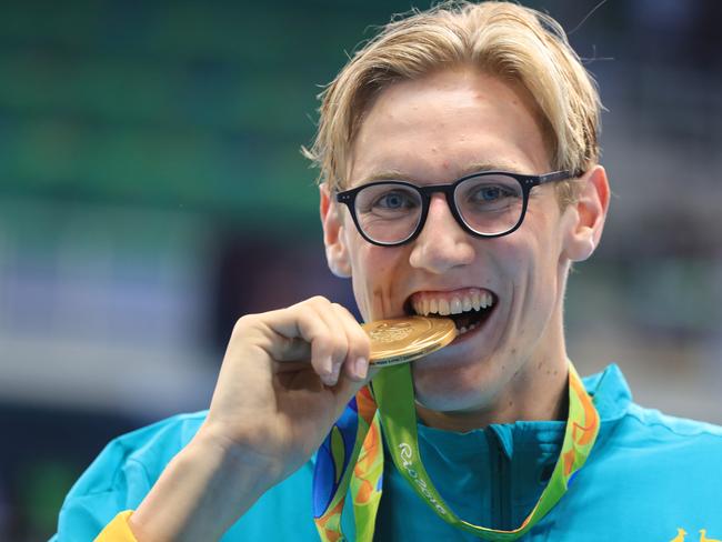 Rio Olympics 2016. The finals of the swimming on day 01, at the Olympic Aquatic Centre in Rio de Janeiro, Brazil. Mack Horton with the Gold Medal after the final of the Men's 400m Freestyle. Picture: Alex Coppel