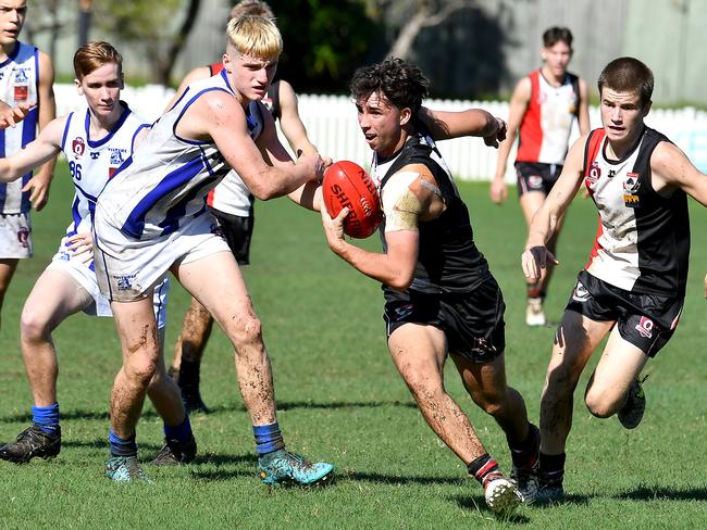 Morningside player Chase CollinsColts QAFL Australioan football match between Morningside and Mt Gravatt at Jack Esplen OvalSaturday May 28, 2022. Picture, John Gass