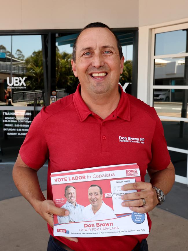 Labor’s Don Brown, the sitting member for Capalaba, at pre-polling at the Capalaba Central Shopping Centre. Picture: Liam Kidston