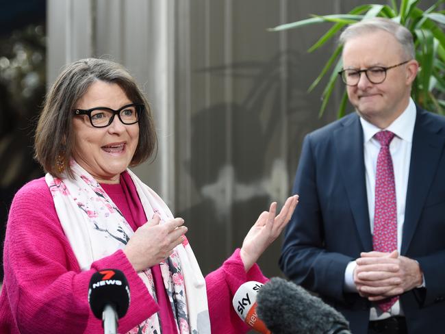 Assistant Minister for Health and Aged Care, Ged Kearney, with Prime Minister Anthony Albanese. Picture: Nicki Connolly