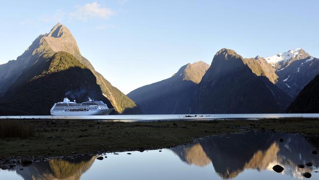 A cruise ship crosses Milford Sound. Picture: iStock.