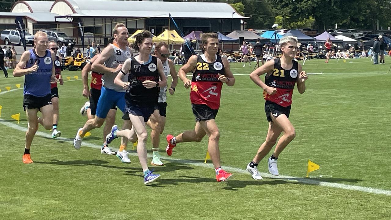 Runners compete in the 1600m at the Ballarat Gift. Picture: Shane Jones.