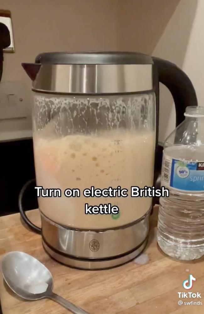 ‘Turn on electric British kettle’ … and hear the sound of 67 million Brits weeping in anguish. Picture: TikTok/@Swfinds