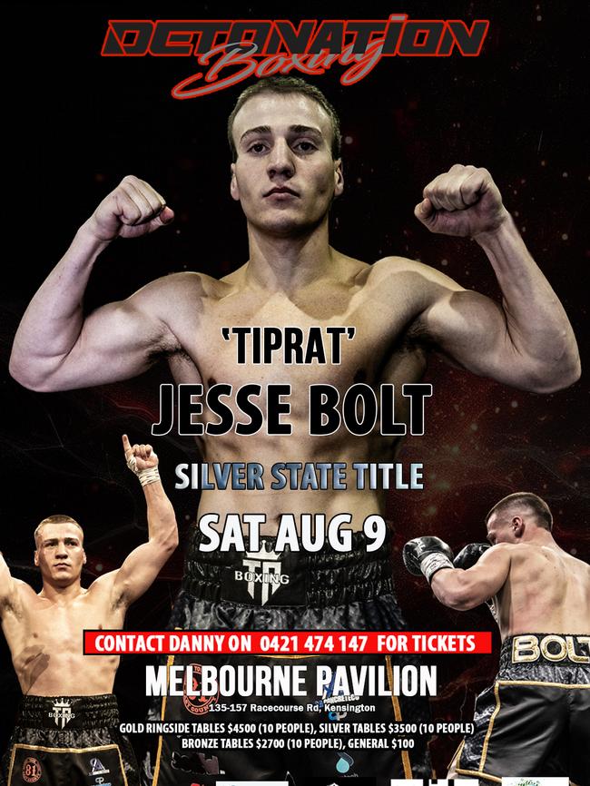 A flyer for Jesse Bolt's fight. Picture: Supplied.