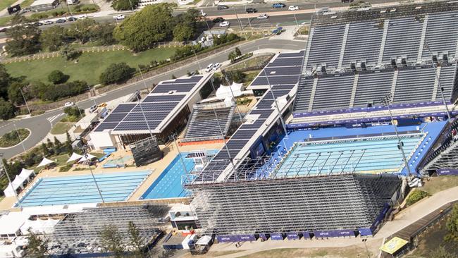 Grandstand seating has transformed the Gold Coast Aquatic Centre into an outdoor stadium like no other. Picture: B1gr1g Photographics.