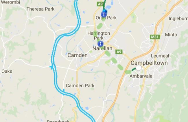 A map of the M9 Outer Sydney Orbital draft corridor.