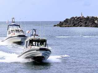 Point Danger Marine Rescue boats on patrol in the Tweed River. Picture: Scott Powick