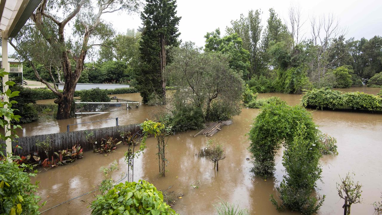 A flooded backyard in Sydney. Picture / Monique Harmer