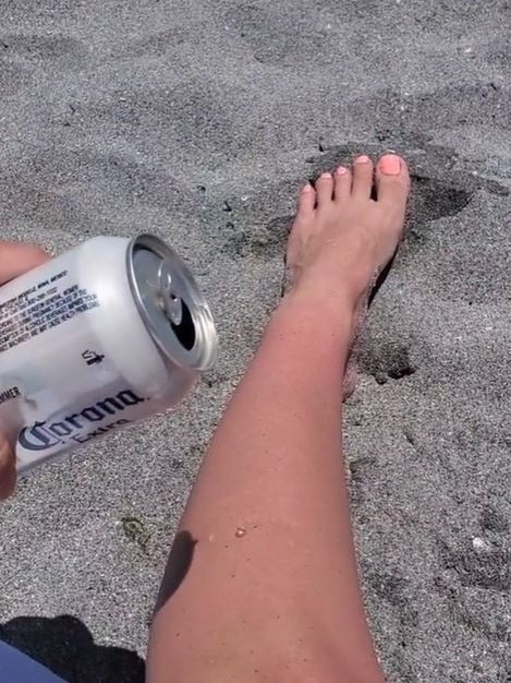 Some are slathering their bodies in beer in an attempt to aid tanning. Picture: TikTok