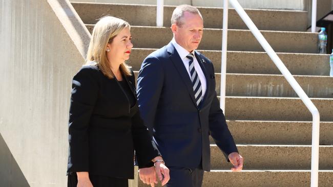 Premier Annastacia Palaszczuk arrives for a memorial service to honour constables Rachel McCrow and Matthew Arnold. Picture: David Clark