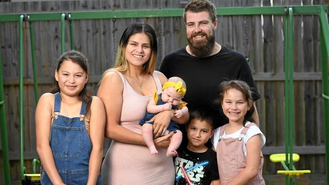 HAPPY FAMILY: Carmita Valverde and Jackson Kennedy with Gabriella, Tatiana and Tamaki Randle and baby Mila Kennedy. Picture: Rob Williams