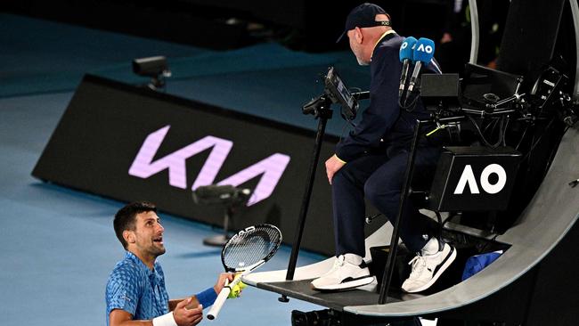 Djokovic raged at the umpire. Photo by ANTHONY WALLACE / AFP