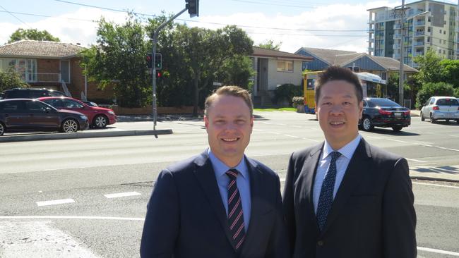 Lord Mayor Adrian Schrinner and Cr Steven Huang have announced Brisbane City Council will progress the Player Street Connection in Upper Mt Gravatt on its own, after waiting more than two years for the State Government to support the congestion-busting project. Photo: Kristy Muir