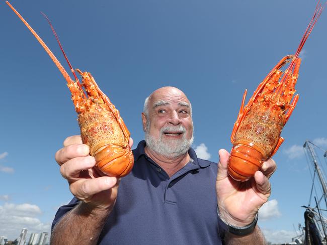 Peter Peters from Peters Fish Market at Main Beach cant believe the price of Lobsters. . Picture Glenn Hampson