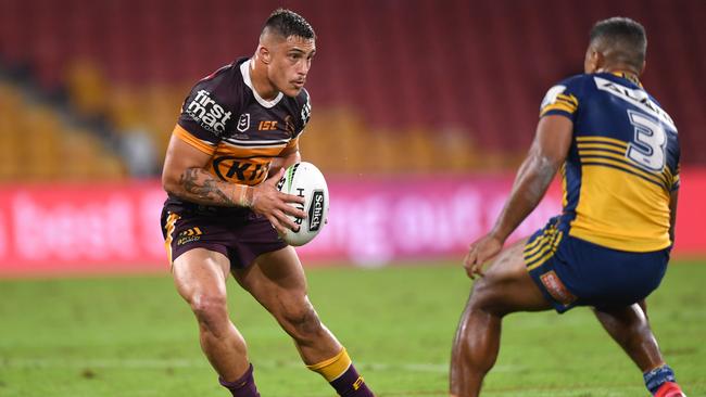 Kotoni Staggs had a tough night for the Broncos. Picture: Scott Davis/NRL Photos