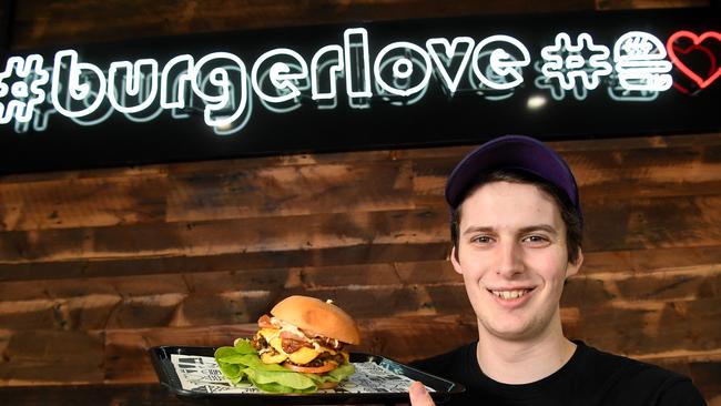 Burger Love manager Calvin Parker at the new Waverley Gardens store. Picture: James Ross